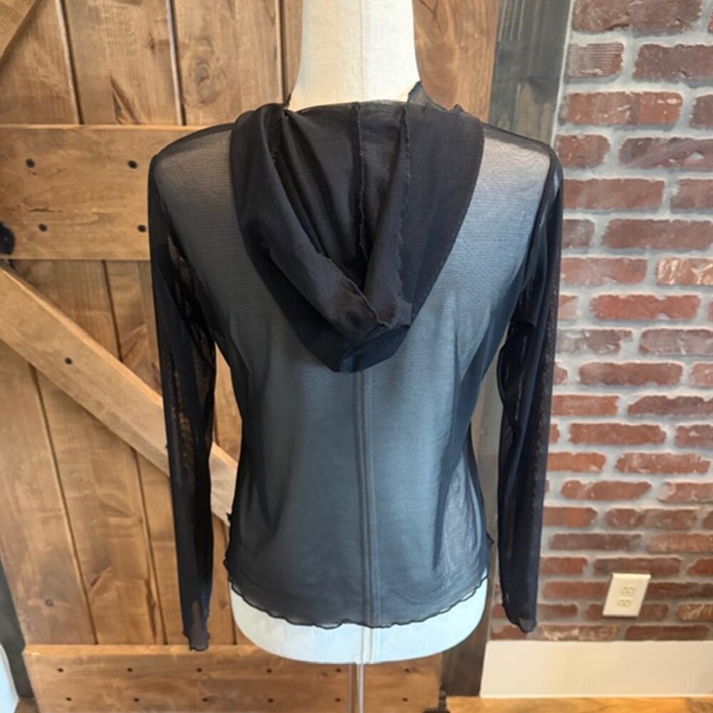 Vine Street Sheer Mesh Zip Hoodie Black Goth Y2K Cyber Fairy Grunge Size S - Picture 5 of 11